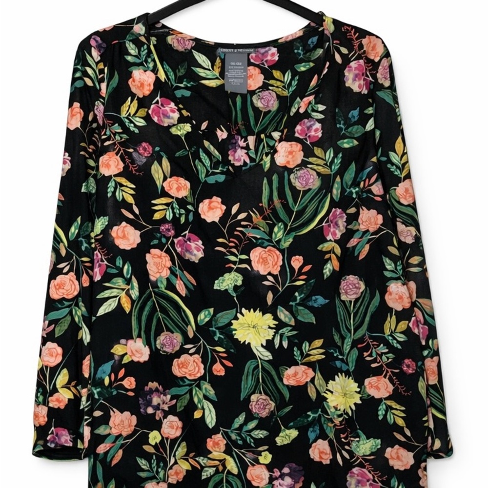 Chelsea & Theodore Black Floral Women's Blouse